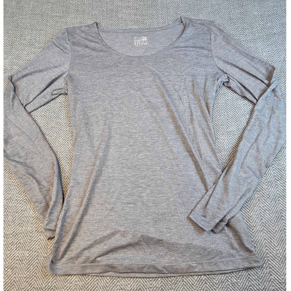32 Degrees Heat Womens Small Gray Long Sleeve Scoop Neck Thermal Base Layer Top